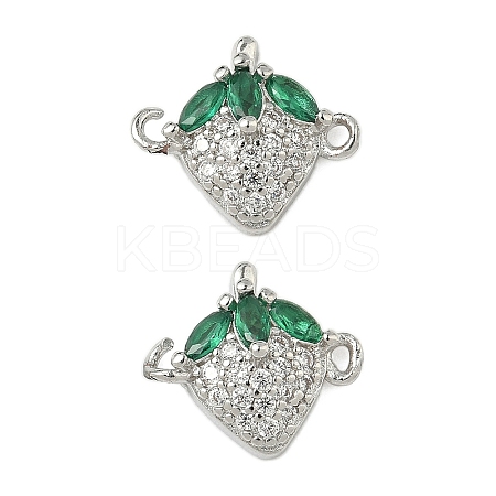 Brass Pave Green & Clear Cubic Zirconia Fruit Connector Charms KK-Z109-01P-03-1