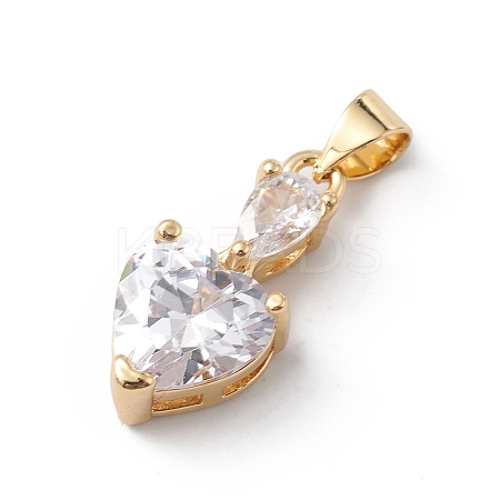 Rack Plating Brass Cubic Zirconia Pendants KK-E003-19G-02-1