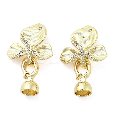 Brass Micro Pave Clear Cubic Zirconia Fold Over Clasps KK-Z080-05G-1