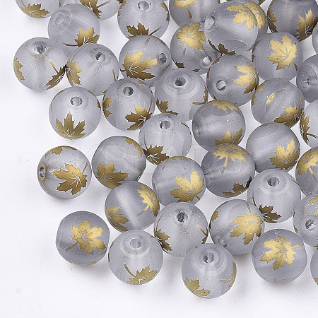 Autumn Theme Electroplate Transparent Glass Beads LS-EGLA-S178-01F-1