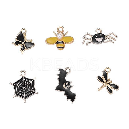 36Pcs 6 Style Light Gold Plated Alloy Pendants ENAM-ZZ0001-05-1