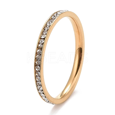 304 Stainless Steel Rhinestone Rings STAS-D178-02G-04-1