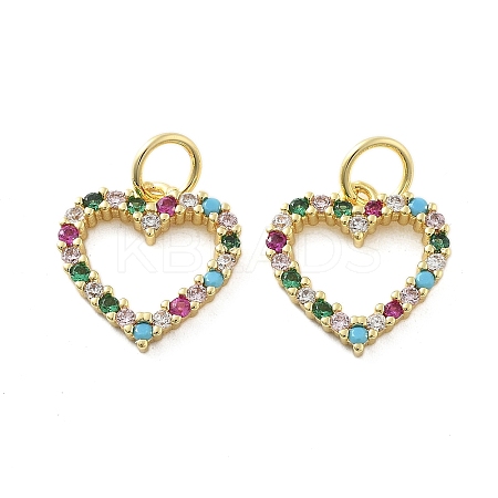 Brass Micro Pave Cubic Zirconia Pendants KK-C092-24G-G-1