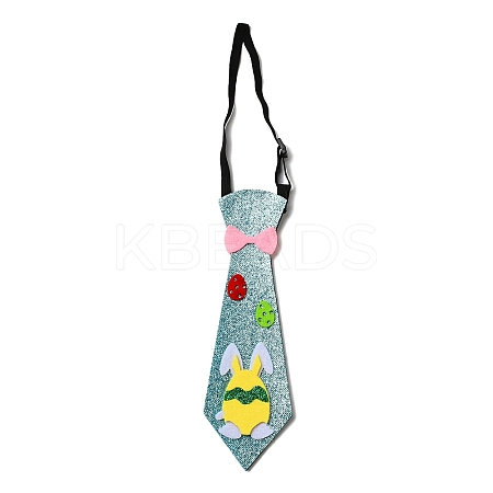 Easter Theme Rabbit Egg Glitter Felt Necktie AJEW-C030-01D-1