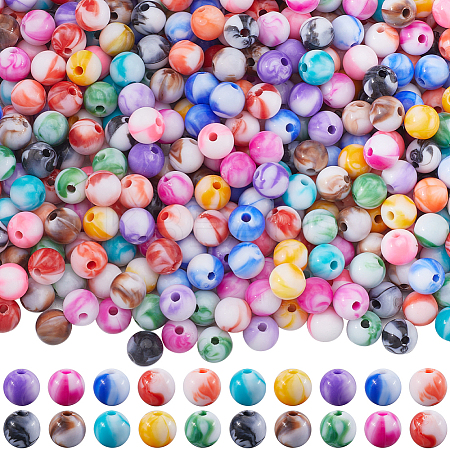 500Pcs Opaque Acrylic Beads SACR-SP0001-09-1