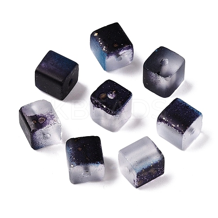 Frosted Glass Beads with Golden Glitter Powder DGLA-NH001-8mm-01B-1