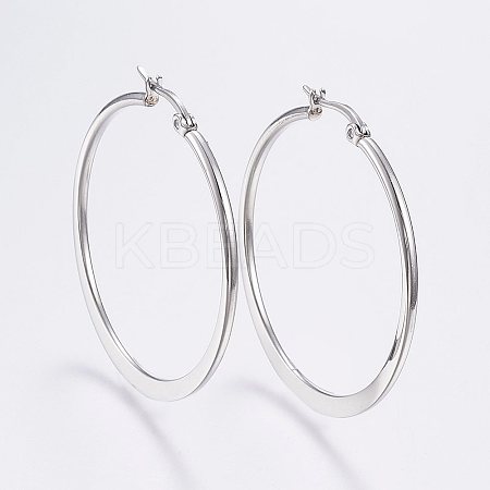 Tarnish Resistant 304 Stainless Steel Big Hoop Earrings LS-EJEW-F105-19P-1