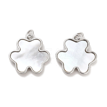 Brass Pave Shell Pendants KK-K365-08A-P-1