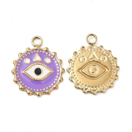 PVD Vacuum Plating 201 Stainless Steel Enamel Pendants STAS-J401-VC845-1