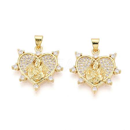 Brass Micro Pave clear Cubic Zirconia Pendants ZIRC-N039-165-NF-1