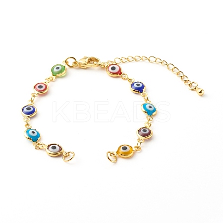 Evil Eye Lampwork Link Chain Bracelet Making AJEW-JB00961-02-1