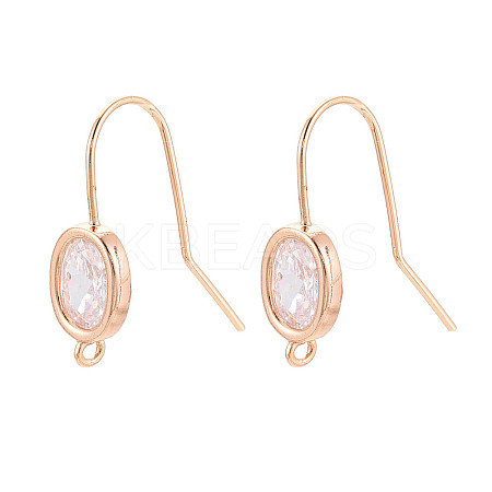 Brass Micro Pave Clear Cubic Zirconia Earring Hooks KK-N267-35G-1