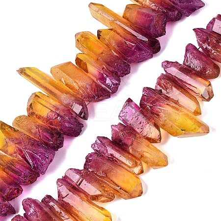 Two Tone Spray Painted Natural Quartz Crystal Points Beads Strands G-Q610-03E-1