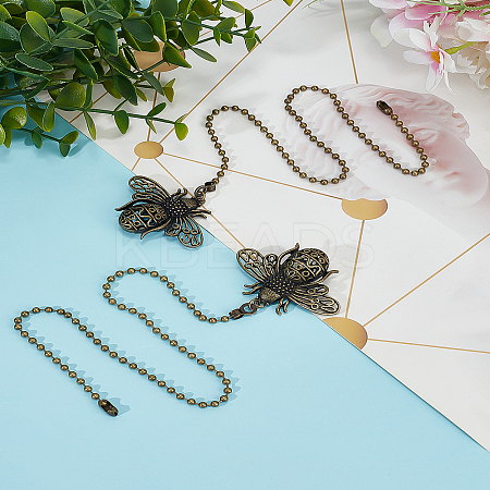 2Pcs Bees Alloy Charms Ceiling Fan Pull Chain Extenders HJEW-LP00015-1