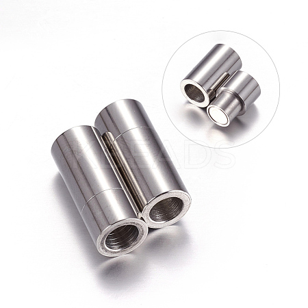 Tarnish Resistant 304 Stainless Steel Magnetic Clasps with Glue-in Ends LS-STAS-K006-10C-1