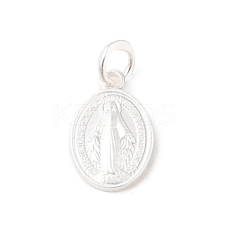 999 Fine Silver Oval with Virgin Religious Medal Charms with Jump Rings STER-C006-01S-1