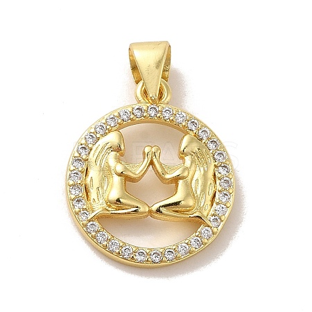 Zodiac Theme Brass Micro Pave Cubic Zirconia Pendants KK-M273-05E-G-1