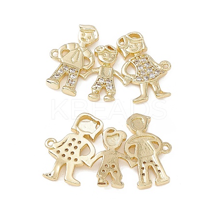 Brass Micro Pave Clear Cubic Zirconia Connector Charms KK-E068-VB362-1