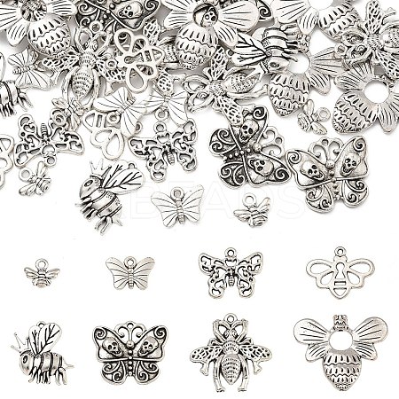 40Pcs 8 Styles Tibetan Style Alloy Pendants TIBE-YW0001-65-1