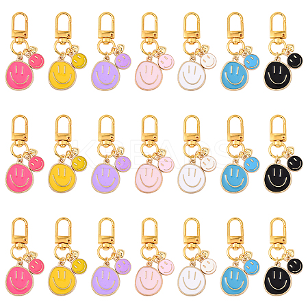 14Pcs 7 Style Alloy Enamel Pendnat Decorations HJEW-YW00164-1