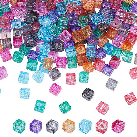 210Pcs 7 Colors Transparent Crackle Glass Beads EGLA-HS0001-04-1