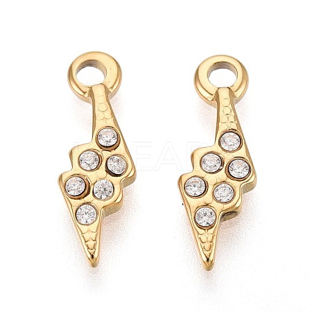 304 Stainless Steel Micro Pave Cubic Zirconia Pendants STAS-N115-51G-1