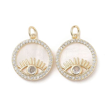 Brass Pendants Pave Shell KK-L208-74G-1
