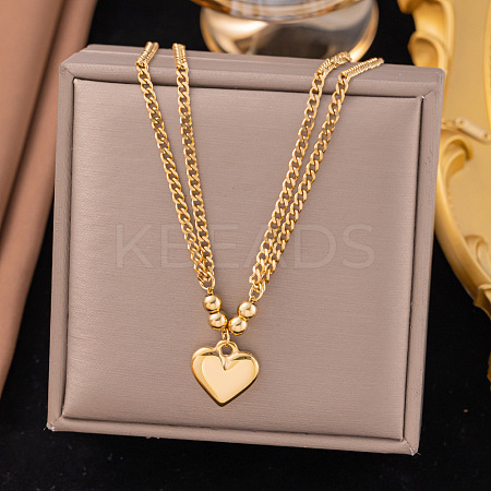 304 Stainless Steel Heart Pendant Necklaces for Women LS-NJEW-Z072-06G-1