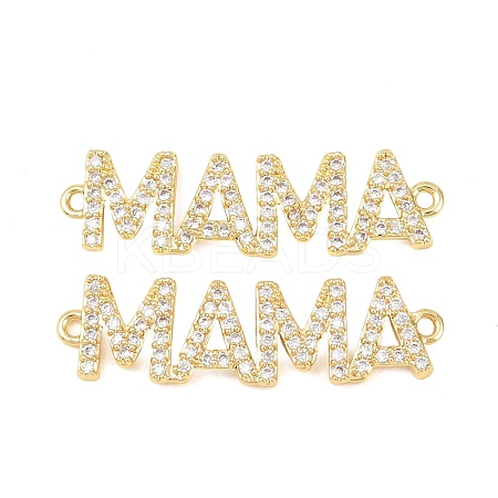Mother's Day Brass Micro Pave Clear Cubic Zirconia Connector Charm KK-F931-27B-G-1