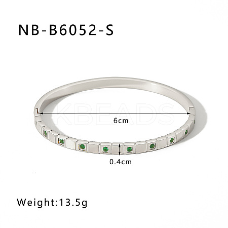 304 Stainless Steel Pave Cubic Zirconia Bangles FS-WG09E60-02-1