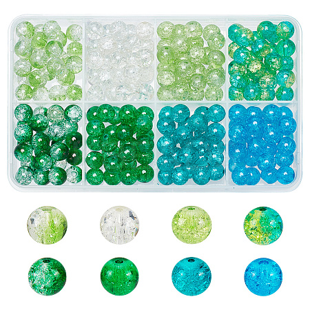 ARRICRAFT 200pcs 8 Colors Spray Painted Crackle Glass Beads Strands CCG-AR0001-05-1