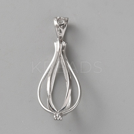 925 Sterling Silver Bead Cage Pendants STER-WH0005-46A-P-1