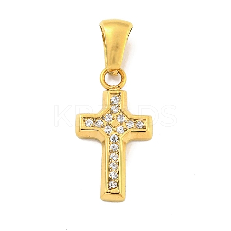 Ion Plating(IP) 304 Stainless Steel Cubic Zirconia Pendants STAS-C102-04B-G-1