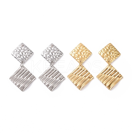 304 Stainless Steel Double Rhombus Dangle Stud Earrings for Women EJEW-G328-13-1
