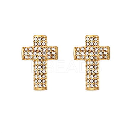 Cross 304 Stainless Steel Crystal Rhinestone Stud Earrings for Women RH7561-5-1