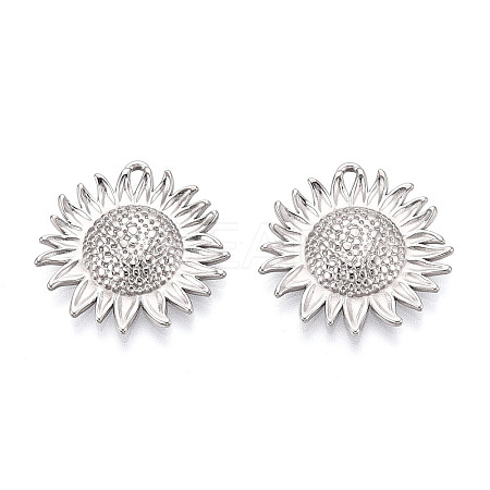 304 Stainless Steel Sunflower Pendants STAS-T069-44S-1