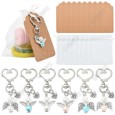 12Pcs 6 Styles Alloy & Glass Pearl Pendants Decoration HJEW-CJD00002-1