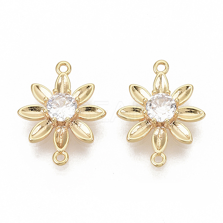 Brass Cubic Zirconia Links connectors LS-X-KK-T050-25G-NF-1