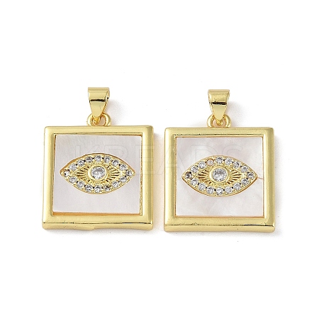 Rack Plating Brass Micro Pave Clear Cubic Zirconia Pendants KK-K341-44G-01-1