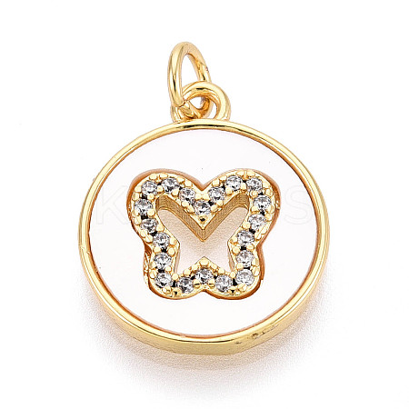 Brass Micro Pave Clear Cubic Zirconia Pendants KK-N268-72G-1