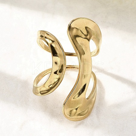 304 Stainless Steel Cuff Rings for Women RJEW-A077-01G-1