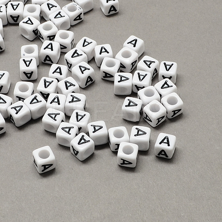 Large Hole Acrylic Letter European Beads SACR-Q103-8mm-01A-1