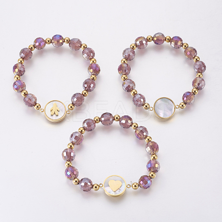 Glass Beads Stretch Bracelets BJEW-F354-19G-02-1