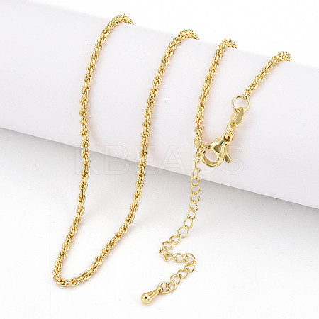 2mm Brass Rope Chain Necklaces for Men Women NJEW-G160-20G-1