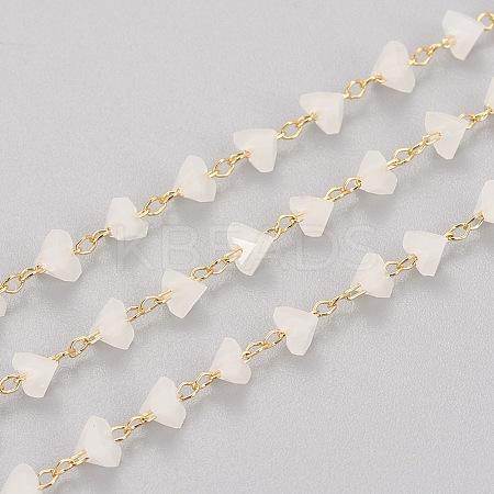 Handmade Faceted Triangle Glass Beaded Chains CHS-E007-07G-1