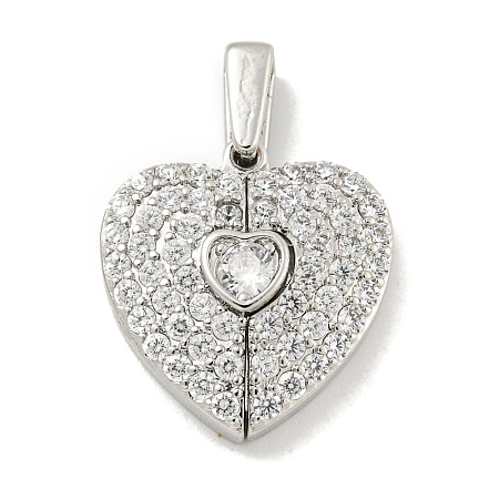 Rack Plating Brass Micro Pave Clear Cubic Zirconia Pendants KK-E114-06P-1