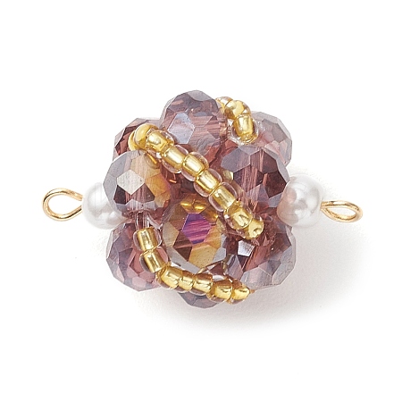 Glass Beaded Round Sphere Links PALLOY-MZ00874-08-1