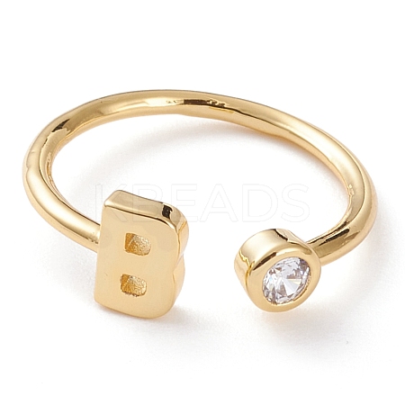 Brass Micro Pave Clear Cubic Zirconia Cuff Rings RJEW-Z005-B-G-1