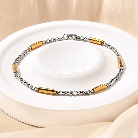 304 Stainless Steel Box Chain Bracelets for Women BJEW-C091-03C-GP-1