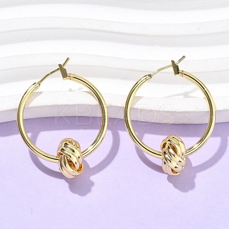 Brass Twist Hoop Earrings for Women EJEW-L297-01A-G-1